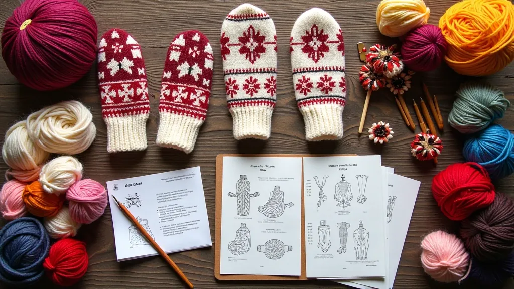 Collection of Latvian mittens displaying various traditional cimdu raksti patterns and designs